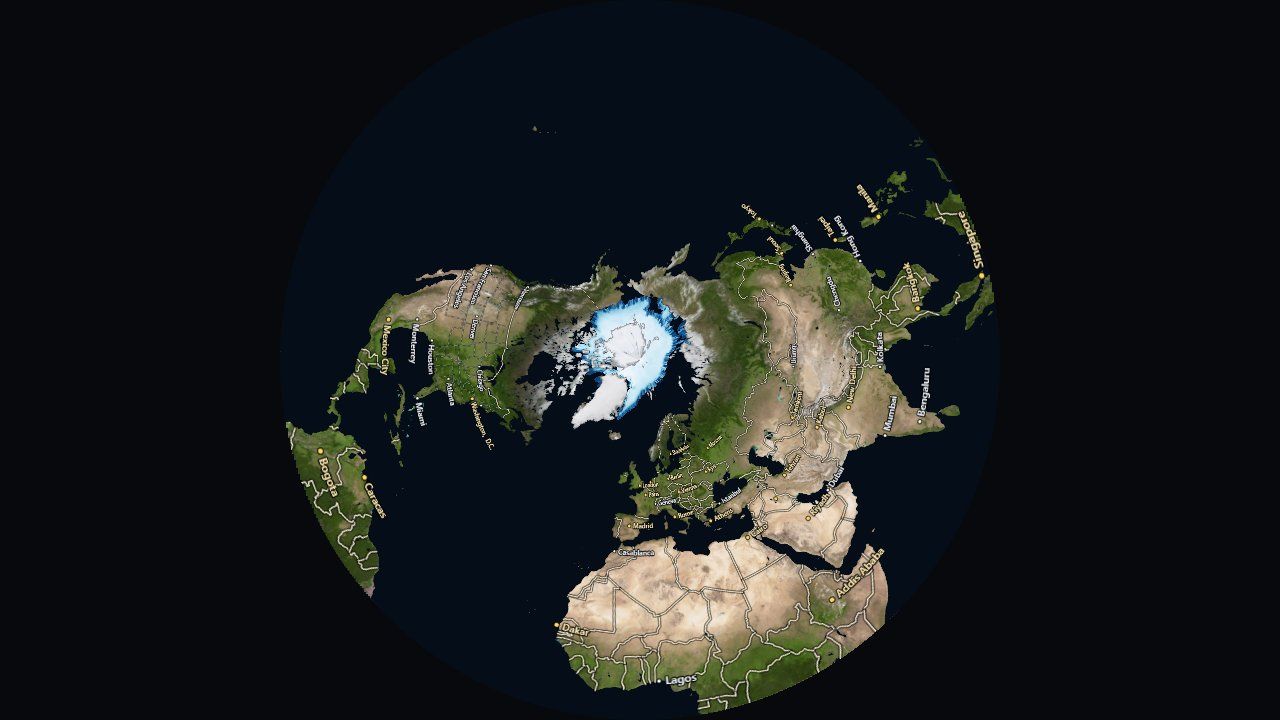 Sea ice on the Arctic polar stereographic projection