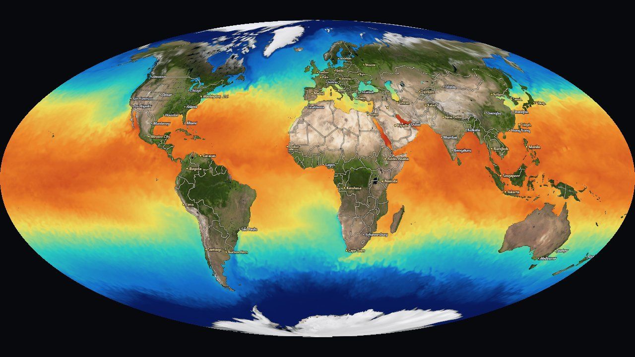 Sea-surface temperature on the Mollweide projection