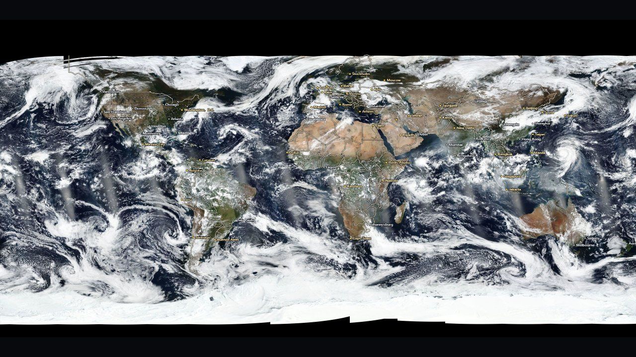 A flat world map of satellite true-color imagery.