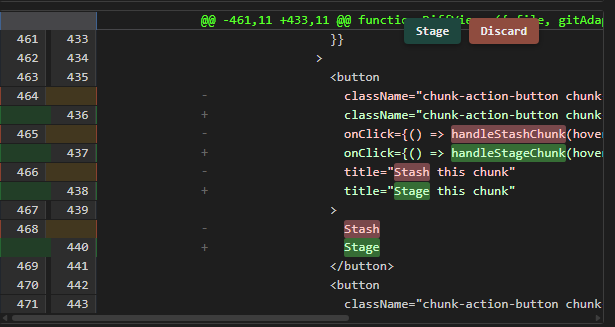 Diff View Chunk Actions