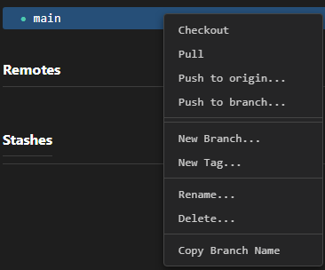 Branch Context Menu
