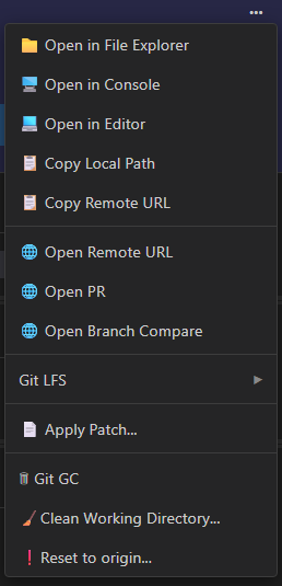 Repo Info Menu